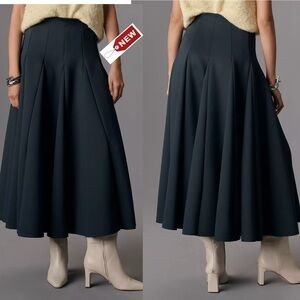 Anthropologie Maeve Holly Green Scuba Godet Maxi Skirt Sz S NWT new with tag